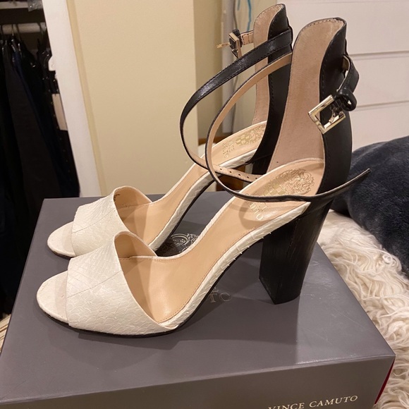 Vince Camuto Black & White Ankle Block Heel - VC Velenza - Picture 3 of 6